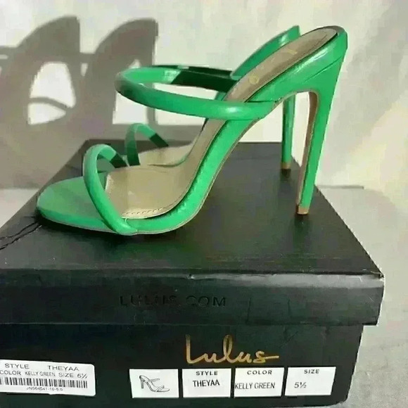 Lulus Theyaa Kelly Green Square Toe High Heel Sandals - Picture 6 of 8